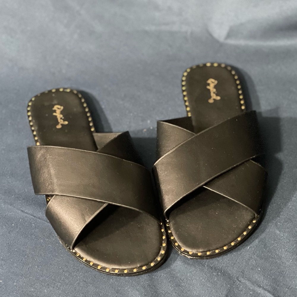 Black sandals with copper design size 9